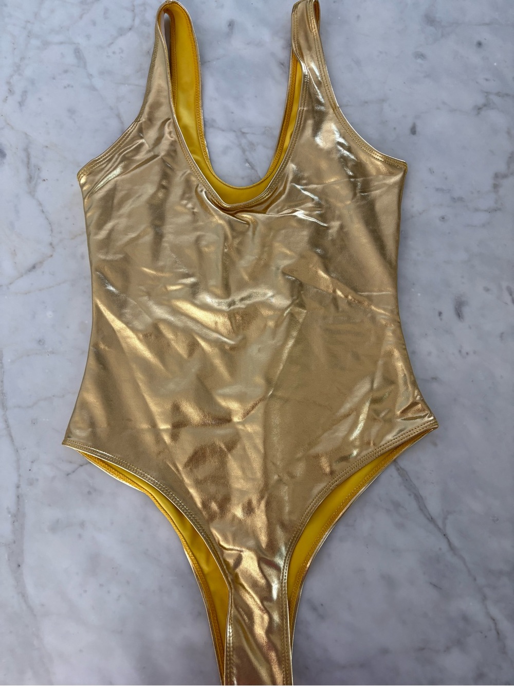 Gold Metallic Womens One-Piece Swimsuit